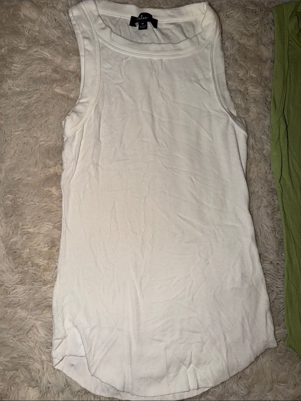 Lulu's Ribbed Tank Tops in White & Light Green - Set of 2 - Picture 2 of 3